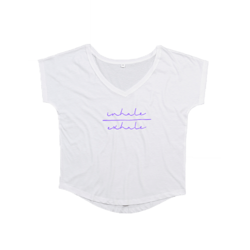 Sacred Threads yoga wear ethically sourced and produced super soft organic cotton womens shaped hem v neck t shirt tshirt