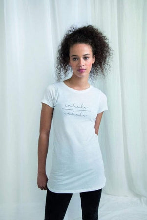 sacred threads long length womens tshirt yoga wear ethically sourced and produced super soft organic cotton tshirt 